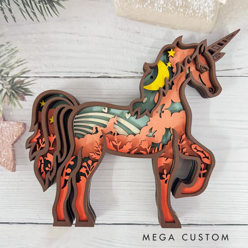 Personalized Handcarved Wooden 3D Dream Horse with LED Lights Birthday Gifts for Kids