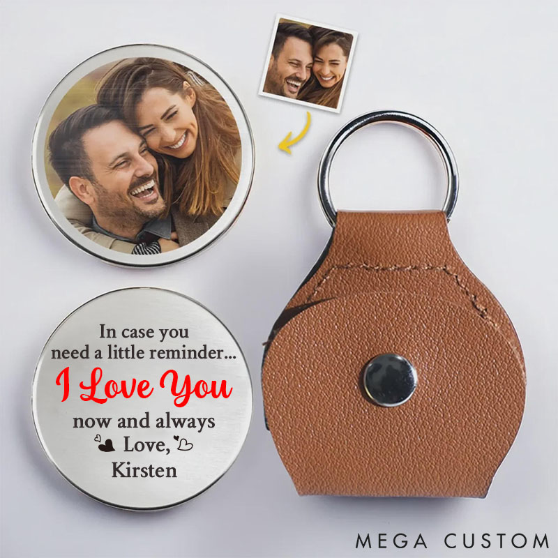 Personalized Leather Pocket Hug with Photo Custom Photo In Case You Need A Little Reminder for Husband Wife Valentine's Gift