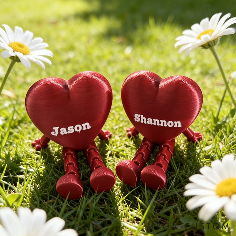 Personalized Valentine 3D Printed Heart Figurines Custom Couple Name Valentine's Gift for Her