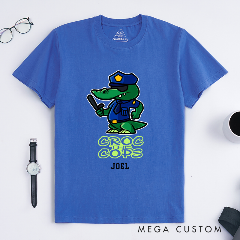 Personalized Police Croc the Cops Fun Police Alligator Custom Design Gift for Police Officer T-Shirt