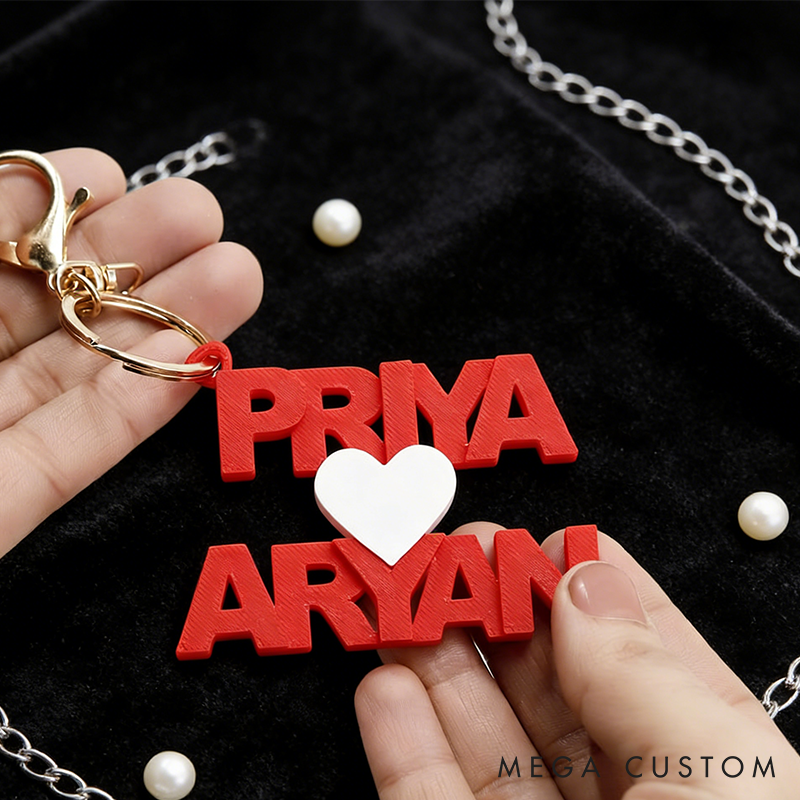 Personalized 3D Printed Couple Keychain-Valentines Day-Valentines Gift-Gift for couple-Gift for Her