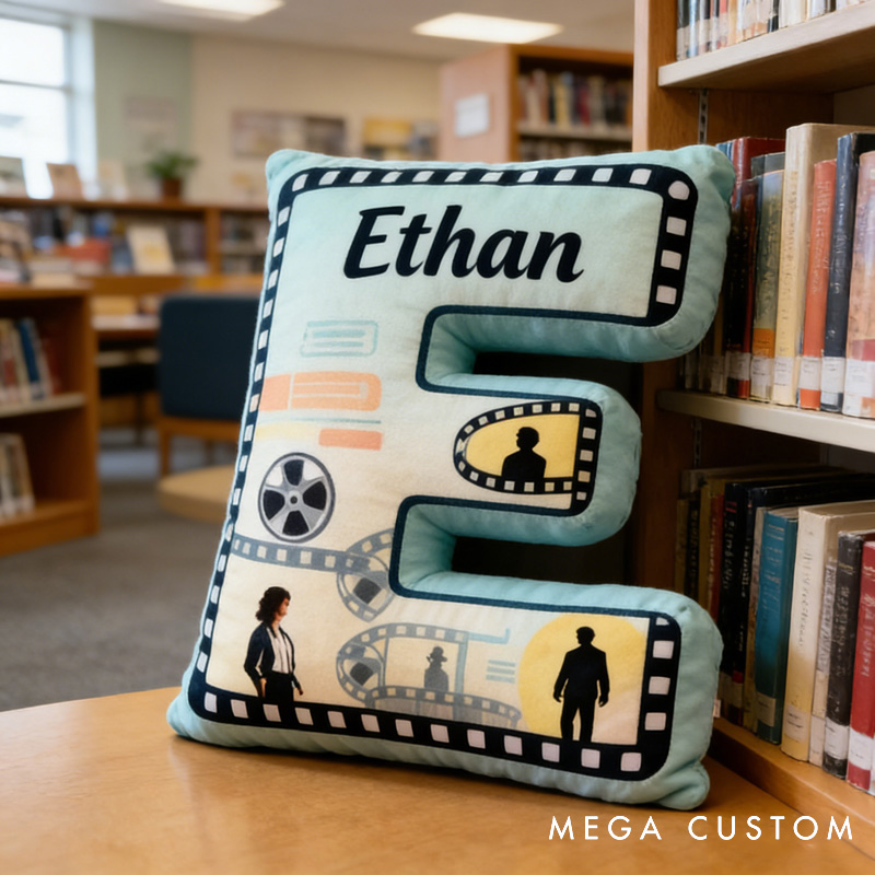 Personalized Film Reel Couple Pillow for Movie Lovers Initial Pillow Valentine's Day Birthday Party Gift for Kids and Movie Lovers