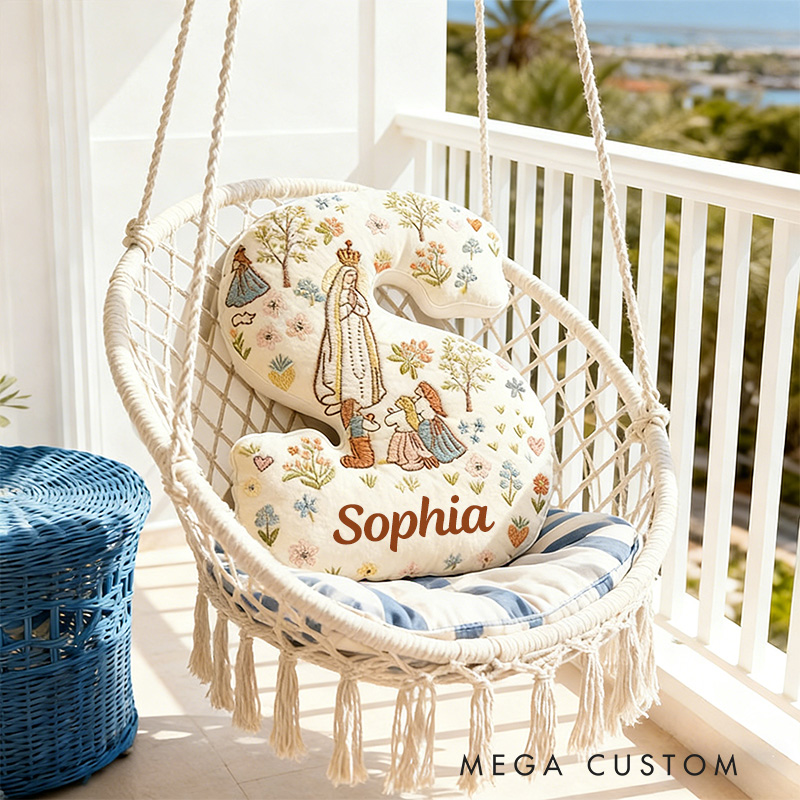 Personalized Our Lady of Fatima Letter Pillow with Custom Name Graphic 3D Print Pillow Home Decor Religious Gift Catholic Gift