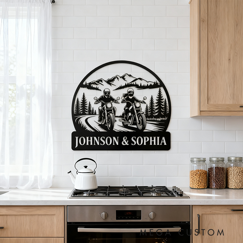  Personalized Motorcycle Couple Metal Sign Personalized Biker Wall Art Decor Gift for Biker Lovers Couples Wedding or Anniversary