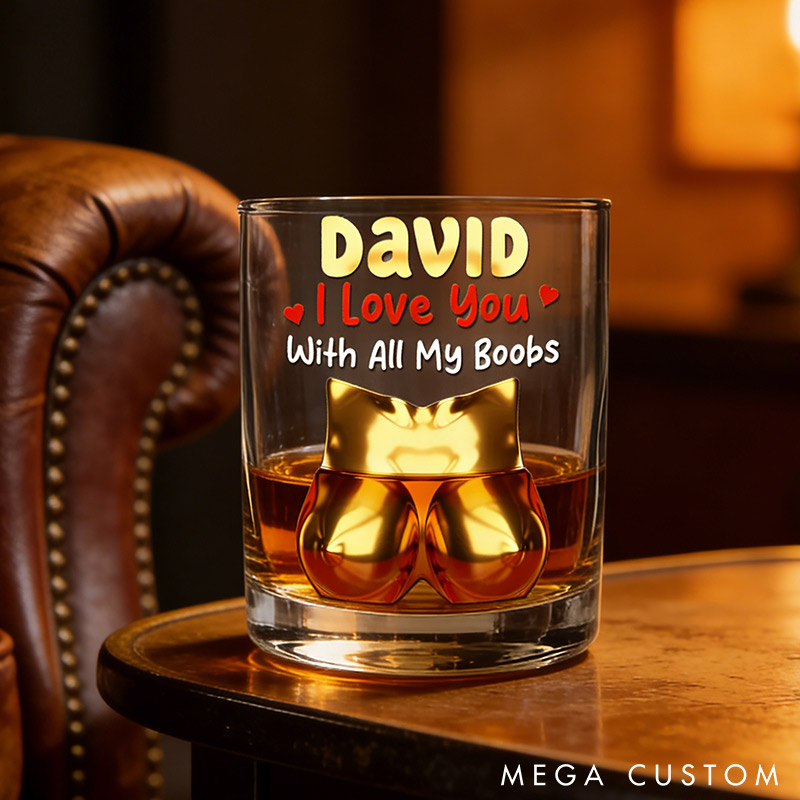 Personalized 3D-Like Naughty Couple Whiskey Glass Humor Whiskey Glass Valentine‘s Day Gift for Husband Boyfriend Romantics Gift for Him