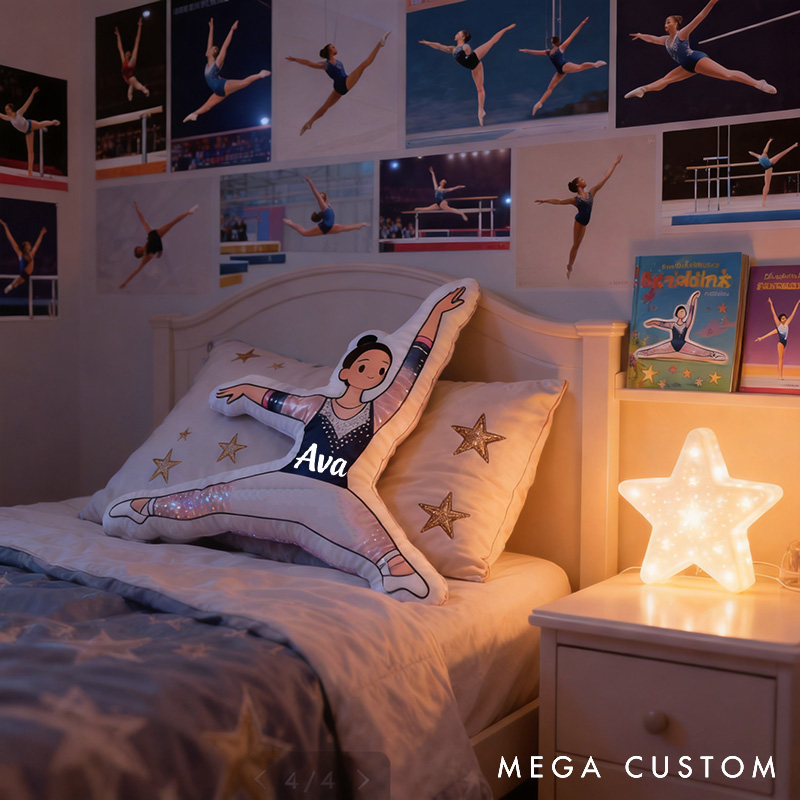 Personalized Gymnastics Girl Pillow with Name Soft Stuffed Toy for Kids and Gymnastics Enthusiasts Unique Decorative Cushion for Girls' Room