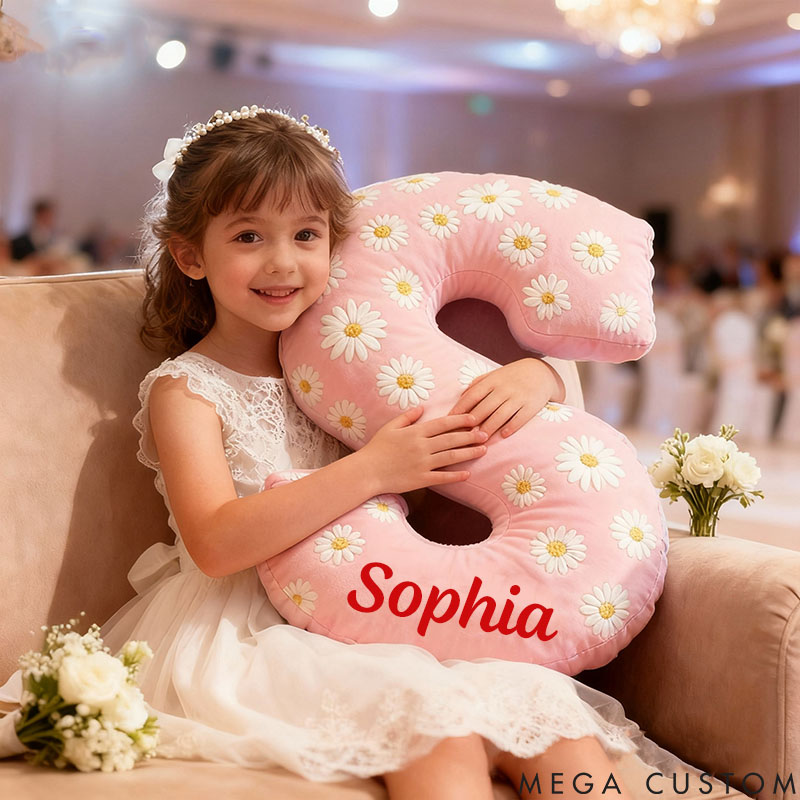 Personalized Flower Girl Daisy Flower Letter Pillow Custom Girl Name Cushion Wedding Gift for Flower Girl Christmas Gift for Girlfriend Wife