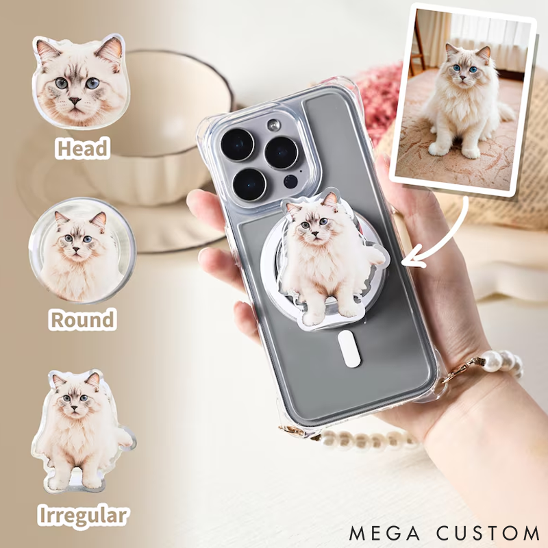 Personalized Pet Lover Custom Pet Face Phone Grip with Big Face Phone Grip