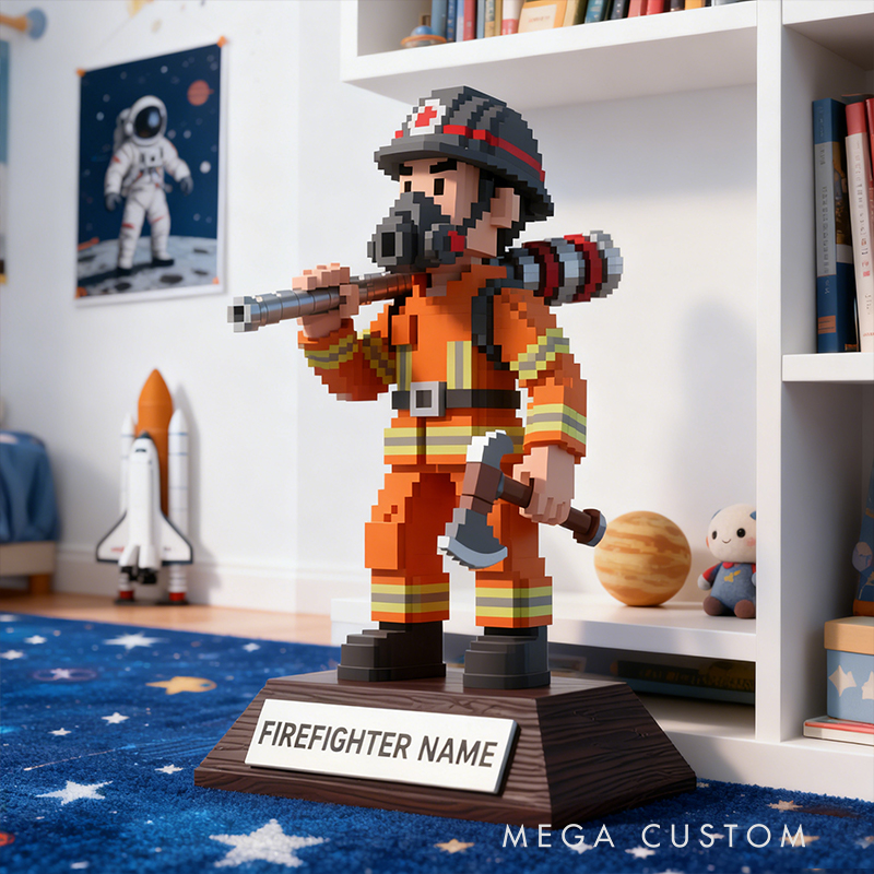 Personalized Firefighter Pixel Figurine a Unique Custom Gift for Firefighter Enthusiasts and Collectors