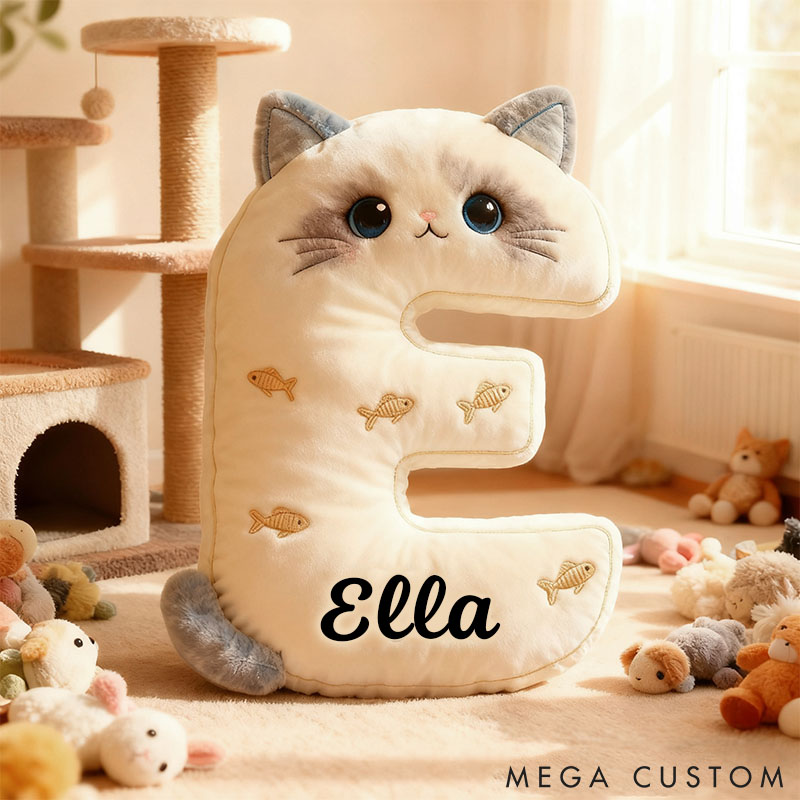 Personalized Cat Lover Letter Pillow with Custom Name Pillow Graphic 3D Print