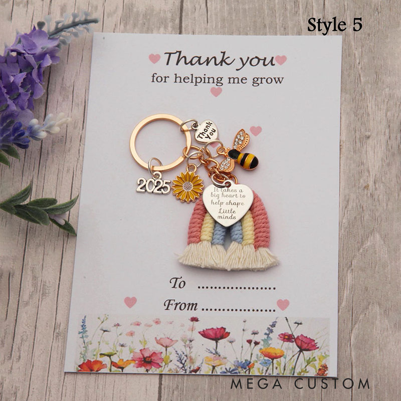 Personalized Rainbow and Bee Keychain Teacher's Day Gift for Teachers