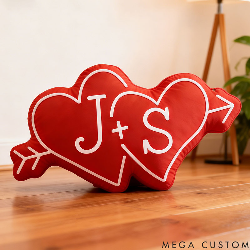 Personalized Couple Arrow Through Hearts Pillow Custom Boyfriend  Girlfriend Initials Pillow Valentine's Day Pillow Wife First Christmas Gift for Her