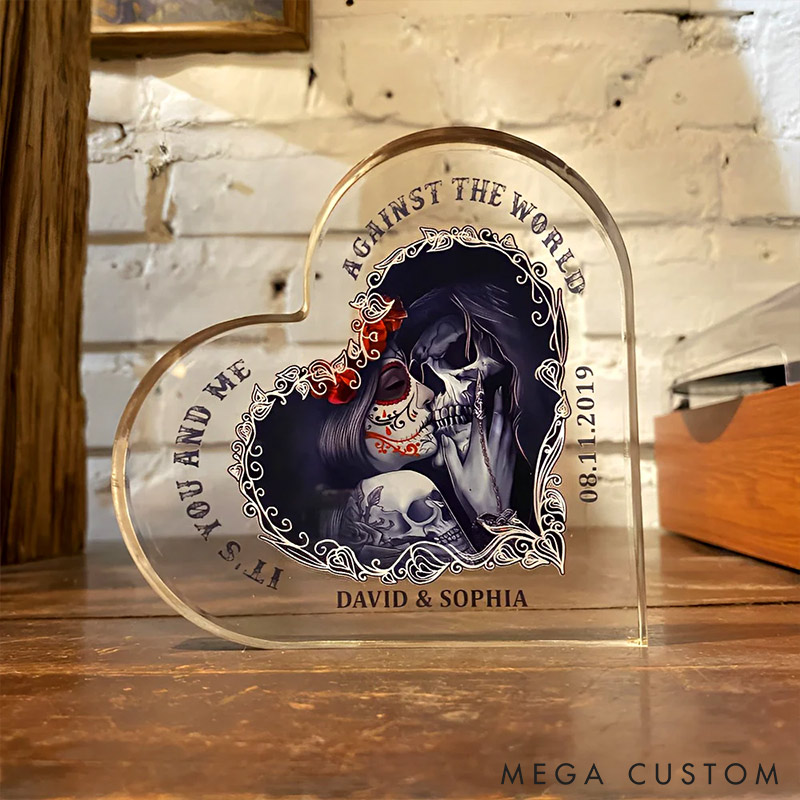 Personalized Ghost Couple Its You AND Me Heart Shaped Acrylic Plaque with Name Anniversary Gift Valentines Day Gift for Girlfriend Boyfriend