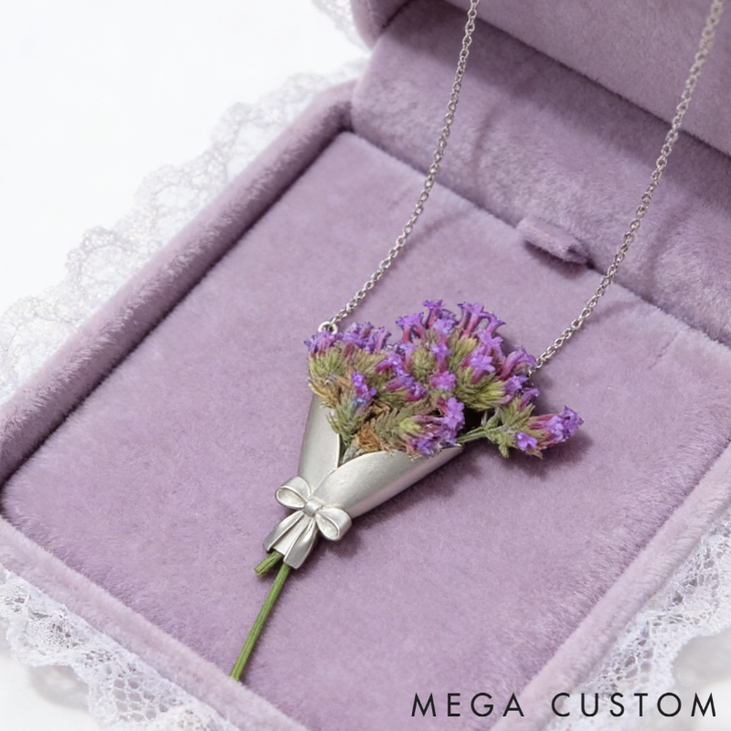 Personalized Customizable Floral Necklace Refreshing Vibe Unique Gift Choice DIY Flower Bouquet Pendant for Her