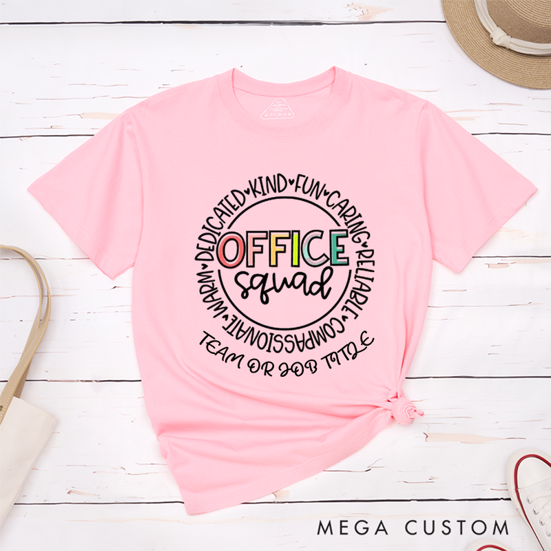 Personalized Office Squad Circle Design T-Shirt for Coworkers Fun and Creative Style Team Appreciation Gifts
