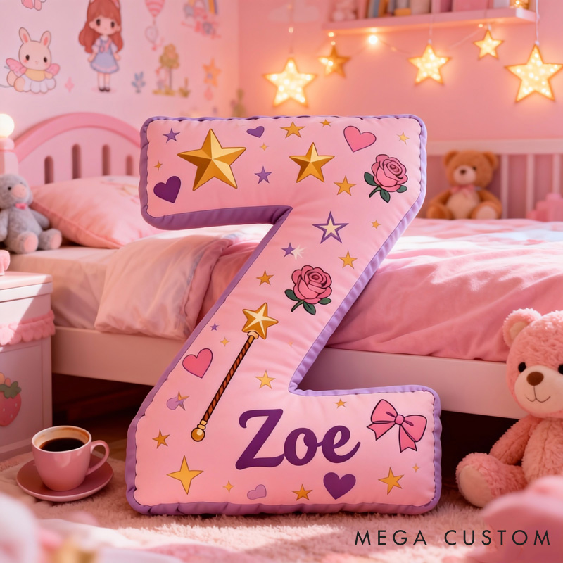 Personalized Love Cartoon Magic Letter Pillow with Name Soft Stuffed Toy for Kids and Lover Unique Decorative Cushion for Room for Valentine's Day Anniversary
