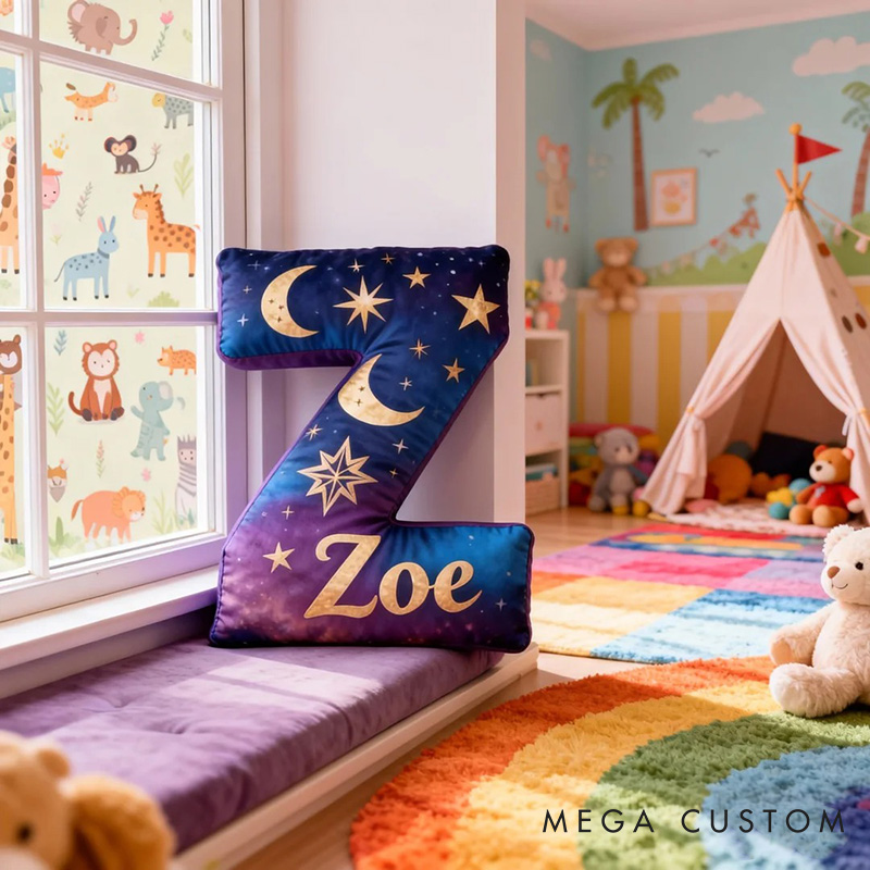Personalized Cartoon Magic Letter Pillow with Name Soft Stuffed Toy for Kids Unique Decorative Cushion for Room