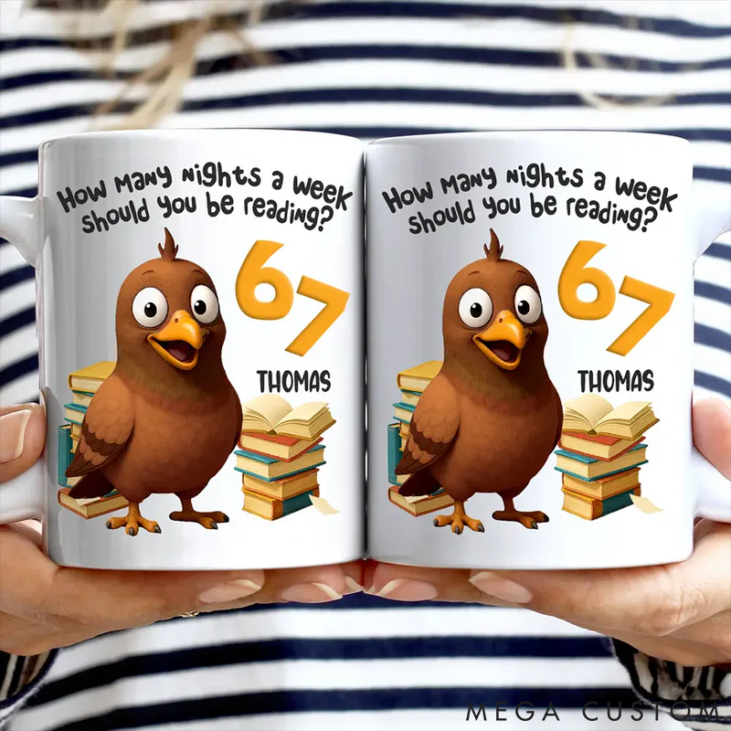 Personalized Pet Lover Funny Pigeon How Many Nights a Week should You be Reading  Mugs