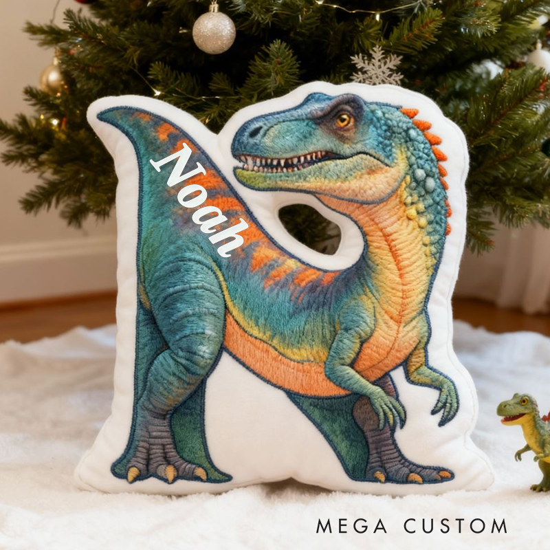 Personalized Dinosaur Letter Series Pillow Fun Cartoon Pillow Birthday Gift for Kids