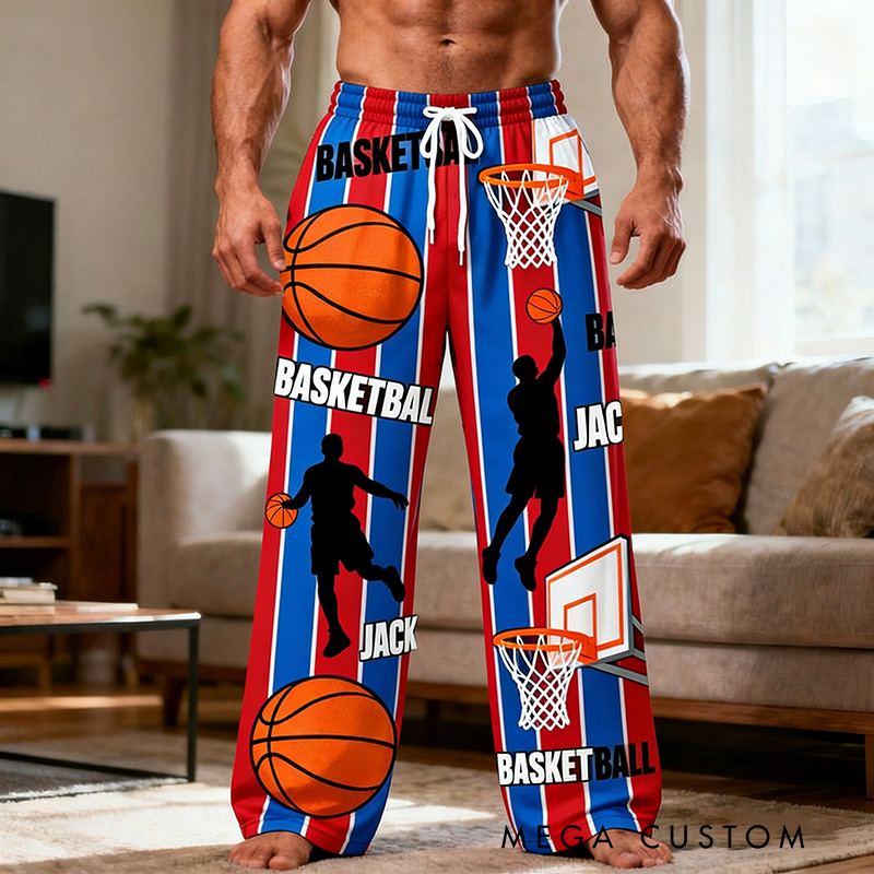 Personalized Basketball Themed Design Lounge Pants with Custom Name for Players and Enthusiasts