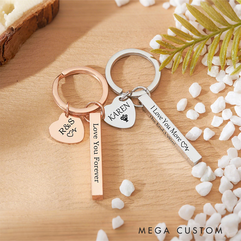 Personalized Drive Safe Keychain Metal Keyring Bar Keychain Valentine's Day Gift for Couple Key Chain Anniversary Gift for Dad New Driver Gifts