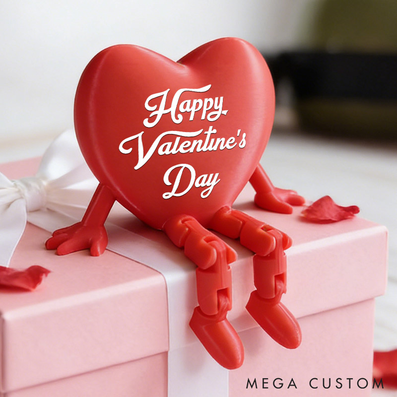 Personalized Valentine's Day Heart Decor with Dangling Legs Custom Couple 3D Printed Red Heart Table Sign with Text Anniversary Valentine's Day Gift