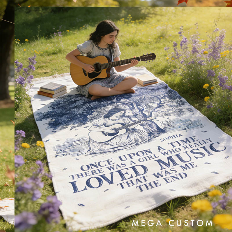 Personalized Guitar Girl Soft Throw Blanket with Name Perfect for Her Guitar Lovers Music Enthusiasts Birthday Anniversary Performance Gifts
