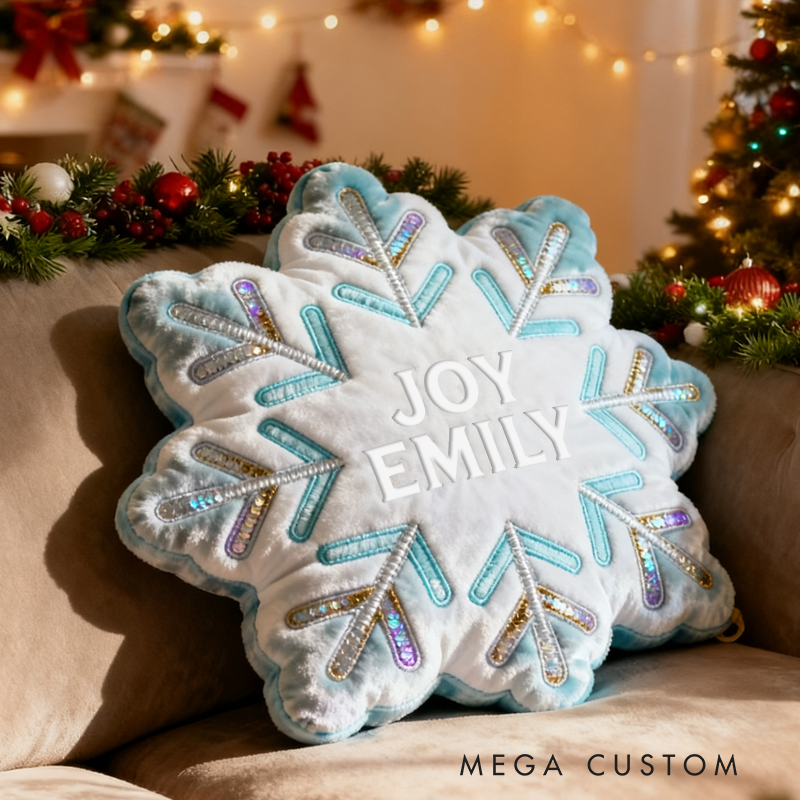 Personalized Christmas Snowflakes with Name Graphic 3D Print Pillow Christmas Gift for Family
