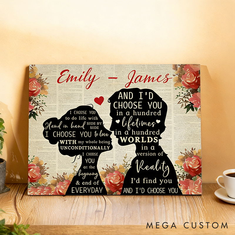 Personalized Couples Canvas Wall Art with Names Art Decorations Valentine's Day Gifts for Couple 