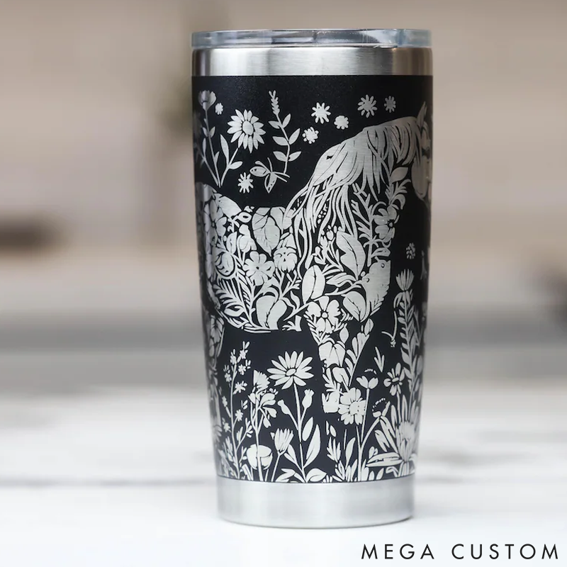 Personalized Pet Lover Floral Horse 20oz Tumbler