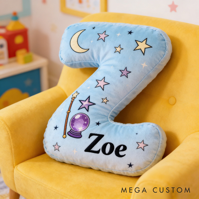 Personalized Cartoon Magic Letter Pillow with Your Name Soft Stuffed Toy for Kids Unique Decorative Cushion for Room