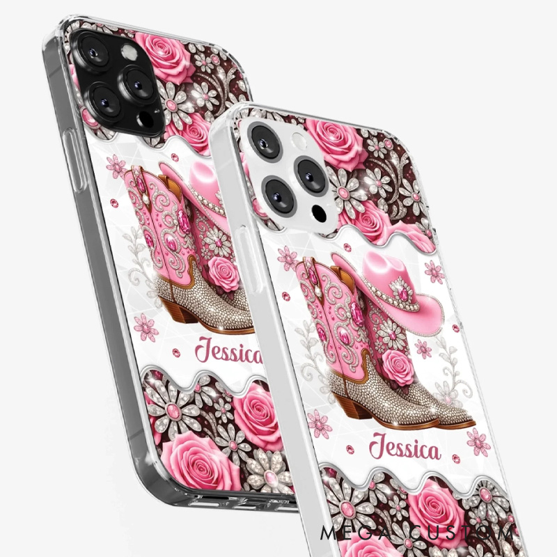 Personalized Cowgirl Gifts Bling Boots Babe Phone Case with Name Horse Racing Birthday Gift for Riding Lovers Equestrian Lovers Unique Style Phone Cases