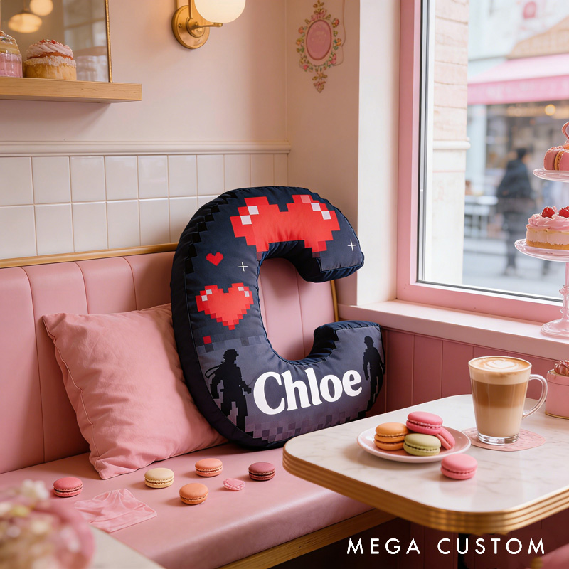Personalized Love Pixels Game Couple Letter Pillow with Name Perfect Gift for Gamers and Kids for Valentine's Day Anniversary Confession birthday