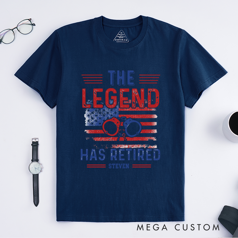 Personalized The Legend Has Retired Police Officer Custom Design Gift for Police Officer T-Shirt