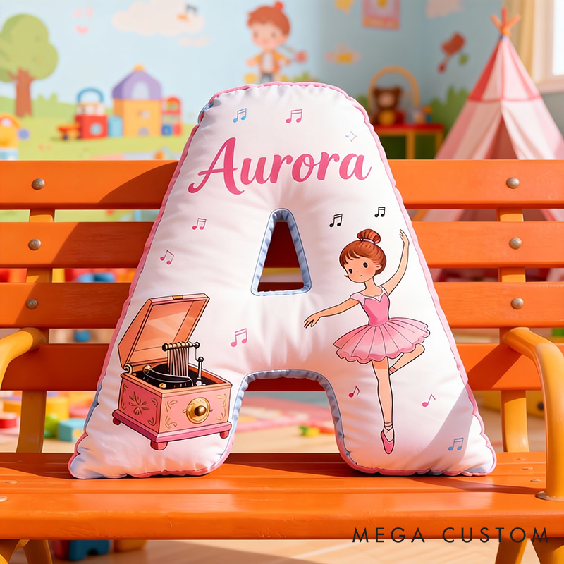 Personalized Ballet Dancers Letter Pillow with Name Soft Stuffed Toy for Kids and Ballet Dancer Unique Decorative Cushion for Girls' Room