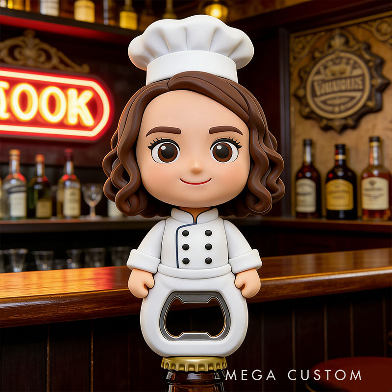 Personalized Chef 3D Face Bottle Opener Bachelor Parties & Bar Decor