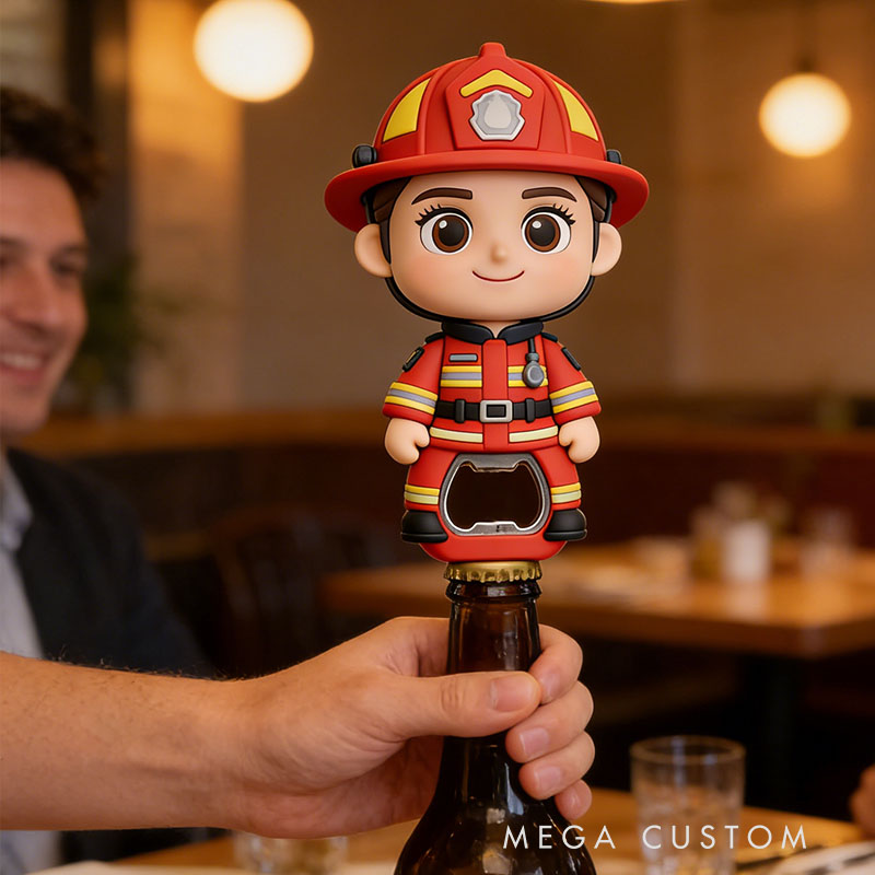 Personalized Firefighter 3D Face Bottle Opener Bachelorette Parties & Bar Decor
