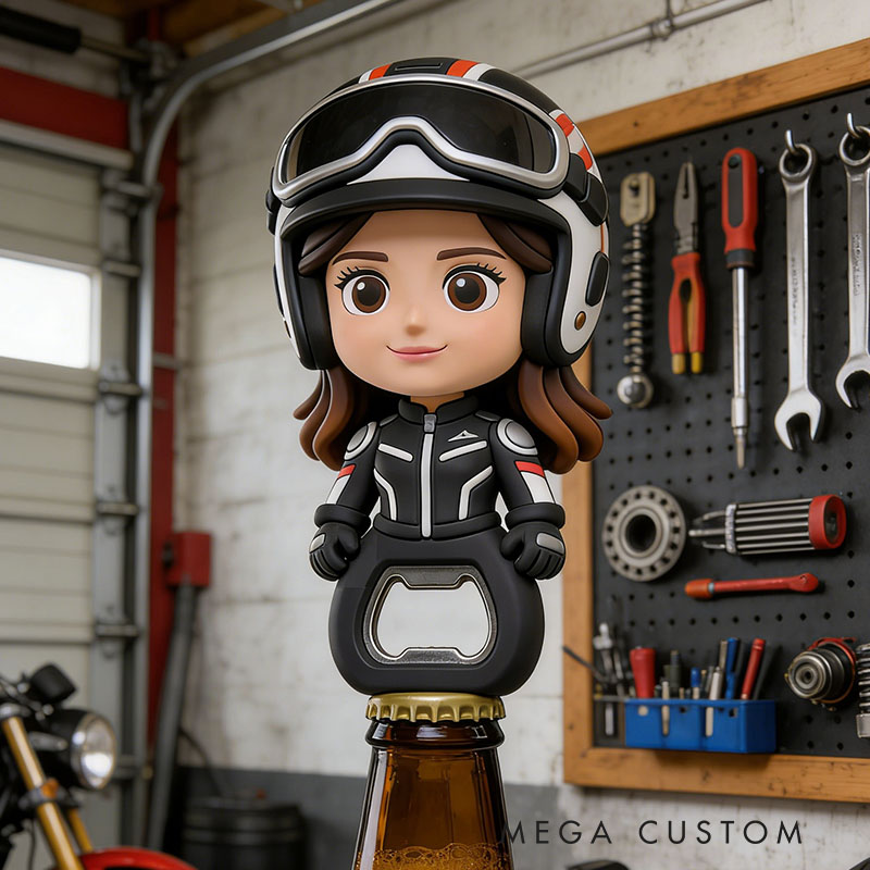 Personalized Motorcycle Rider 3D Face Bottle Opener Bachelorette Parties & Bar Decor