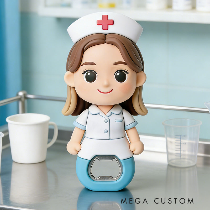 Personalized Nurse 3D Face Bottle Opener Bachelorette Parties & Bar Decor