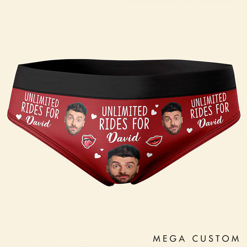 Personalized Couple Face Matching Boxer Brief Men Women  Unlimited Rides For Underwear with Couple Face Photo Anniversary Valentines Day Gift