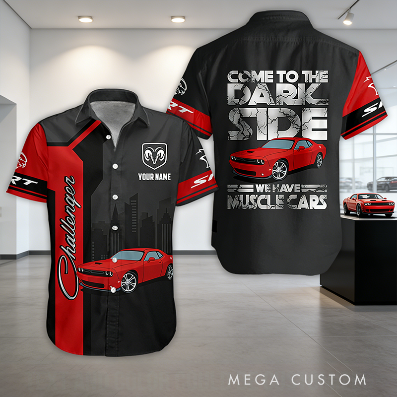 Personalized Name Muscle Car Shirt Personalized All Over Printed Button Up Racing Garage wear Gift for Car Lovers