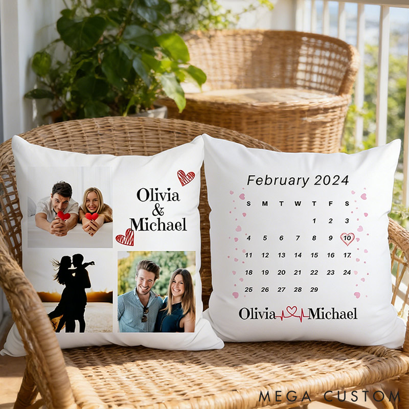 Personalized Couple Custom Photo Throw Pillow with Date Home Pillow Valentine's Day gift for Husband Wife Romantics Anniversary Gift for Him Her