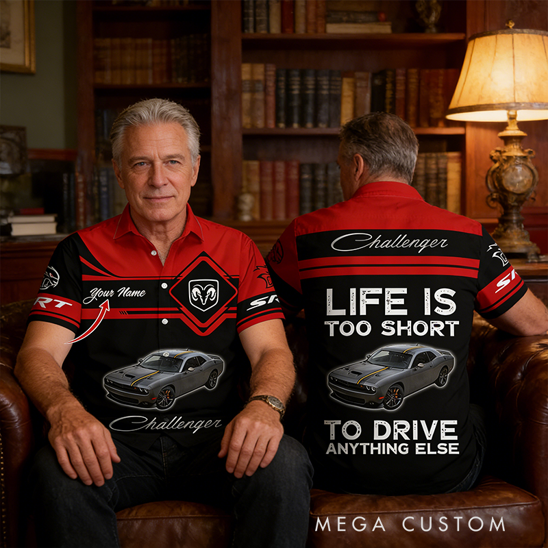 Personalized Photo Muscle Car Shirt Custom Name All Over Printed Button Up Racing Shirt Upload Your Car Image Gift for Car Lovers