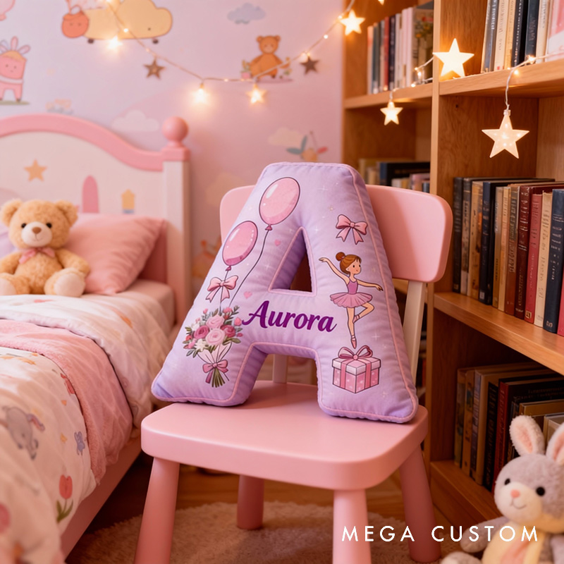 Personalized Ballet Dancers Flower Letter Pillow with Name Soft Stuffed Toy for Kids and Lover for Valentine's Day Anniversary birthday