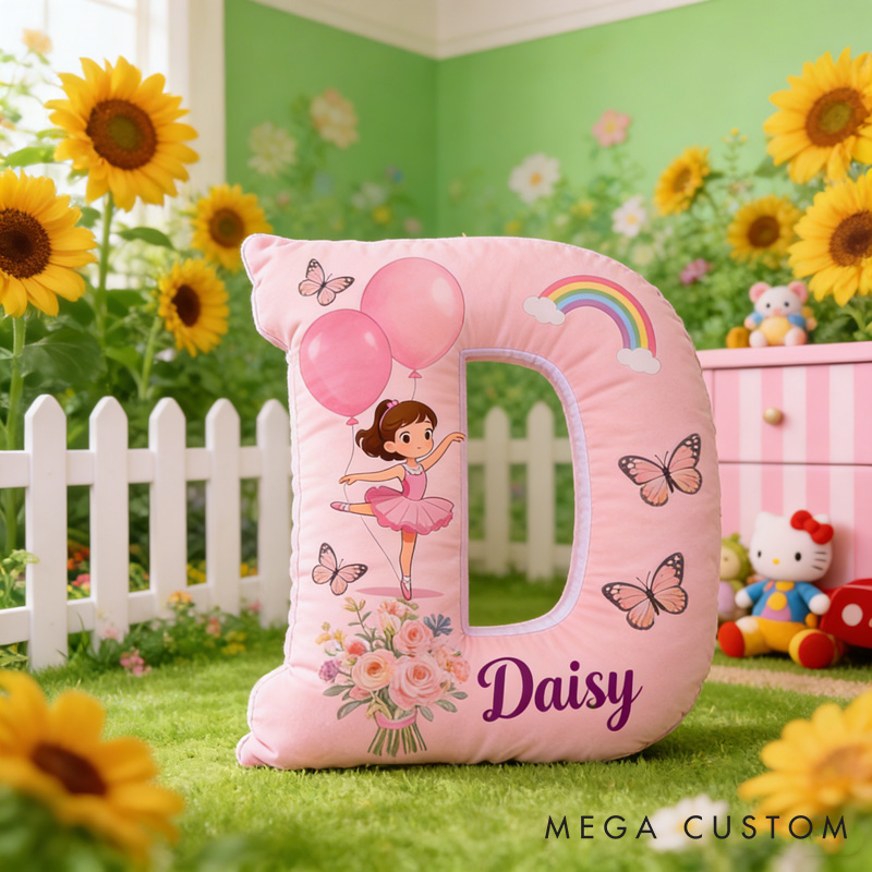 Personalized Ballet Dancers Balloon Cartoon Letter Pillow with Name Soft Stuffed Toy for Kids and Lover for Valentine's Day Anniversary birthday