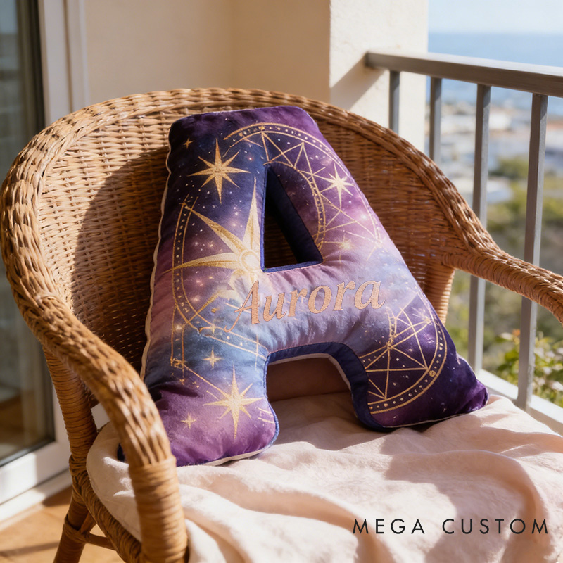 Personalized Magic Letter Pillow Decorated with Name for Kids Magic Lovers Unique Decorative Cushion for Girls' Room