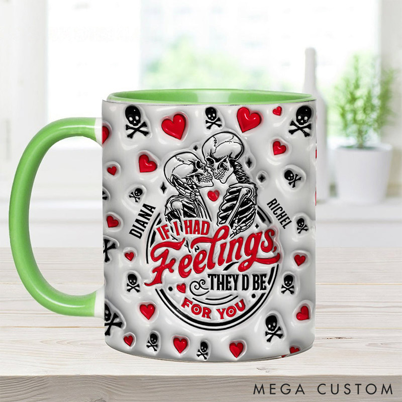 Personalized Skeleton Couple Mug If I Had Feelings They’d Be for You Couple Gothic Accent Mug Valentine's Gift
