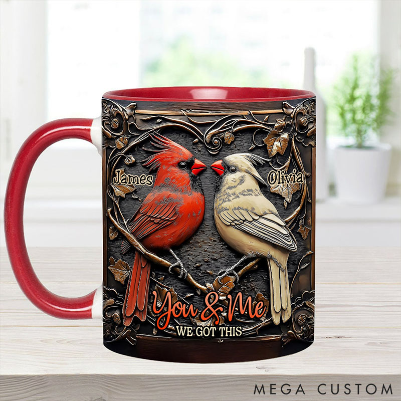 Personalized Cardinal Bird Couple Mug You & Me We Got This Couple Love Bird Coffee Cup Anniversary Valentine's Gift