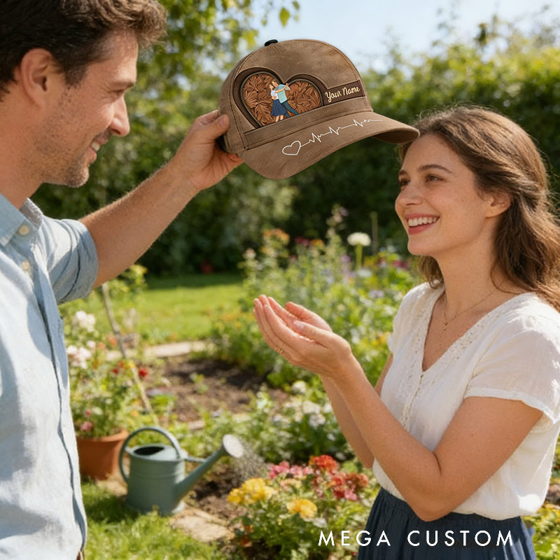 Personalized Name and Photo Cartoon Baseball Cap for Lover Family Perfect Couple Dance Lovers Custom Gift Hat with Unique Design for Valentine's Day Anniversary