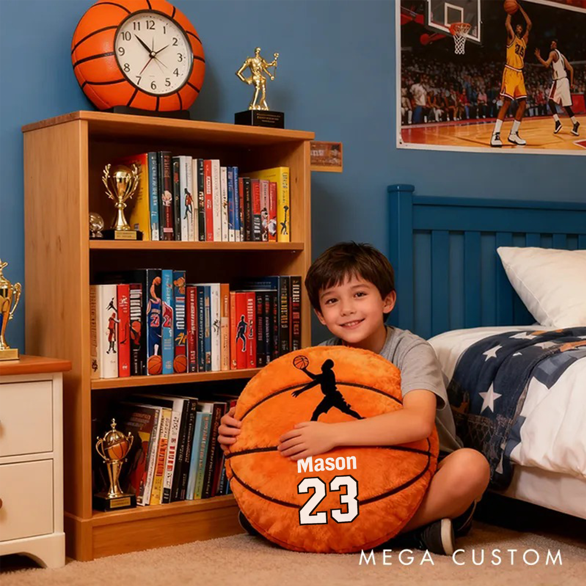 Personalized Basketball Pillow with Custom Name and Jersey Number for Kids and Sports Fans